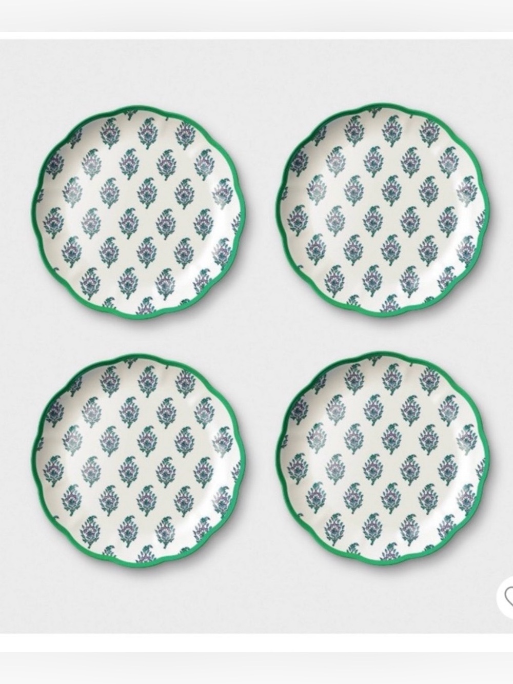 Roller rabbit melamine salad plates